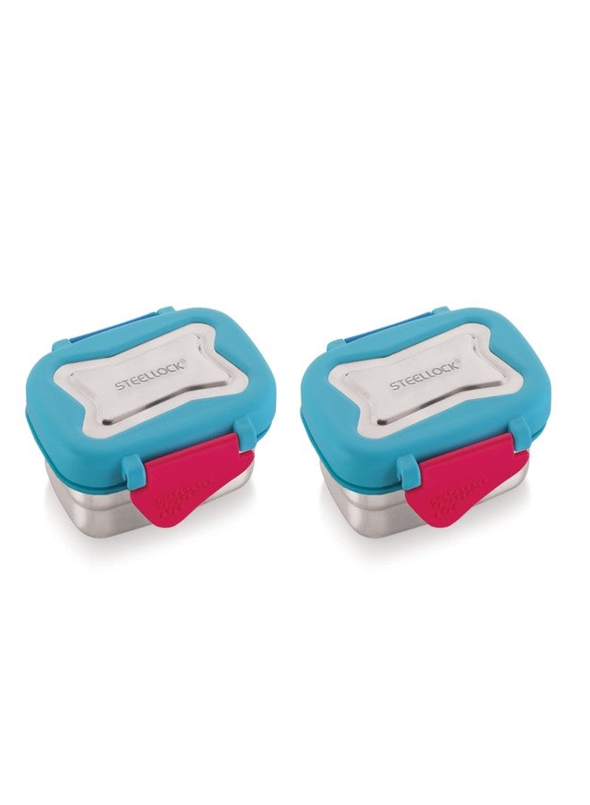 STEELLOCK Smart Stainless Steel Tiffin Lunch Box for Kids and Adults | Airtight & Leakproof | Rectangle Tiffin Box for School & Office with Steel Lid | Romeo 170ml - 2pc - Image 1